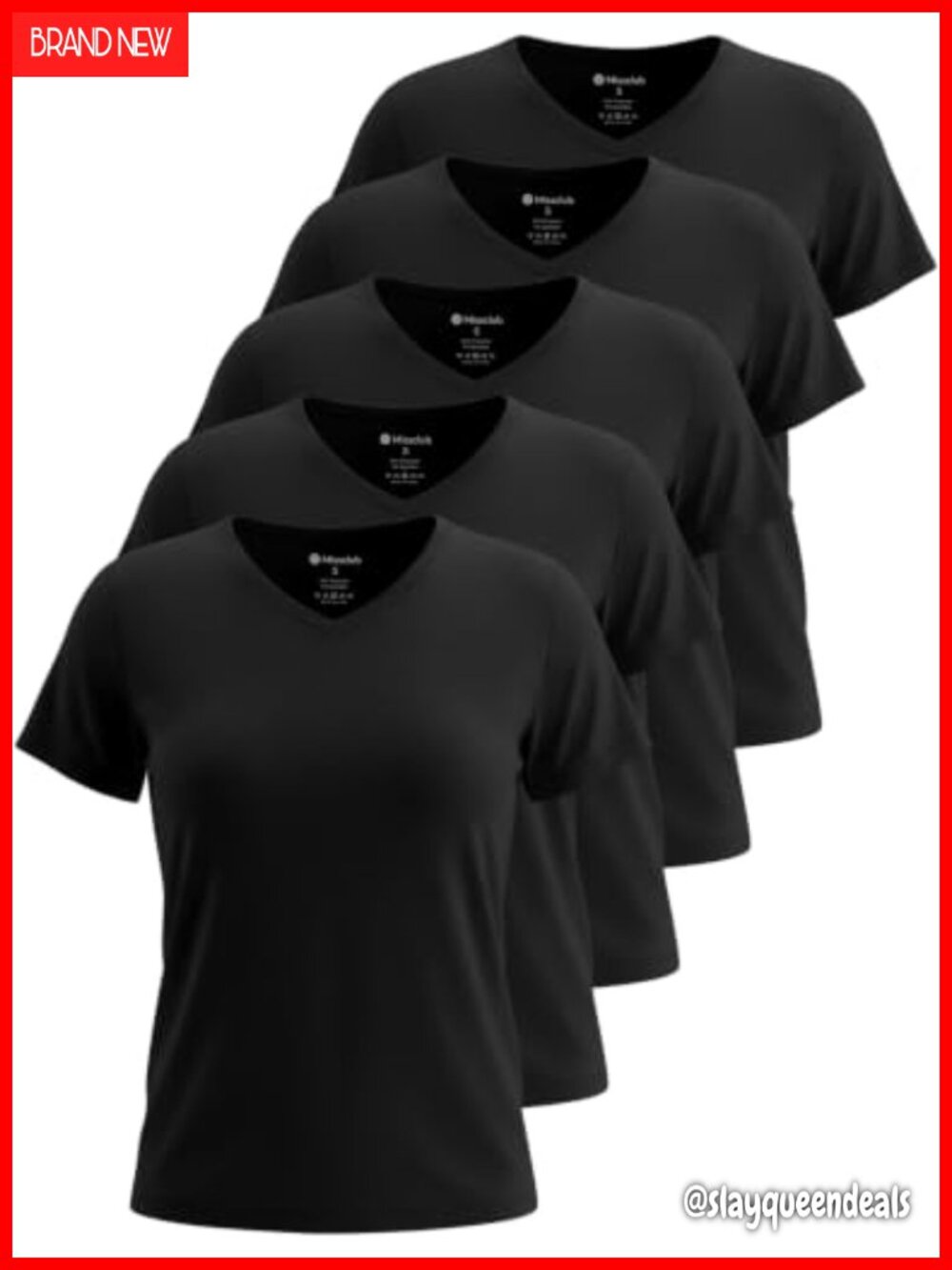 5 Pack Women's Dry Fit Short Sleeve V-Neck Workout Athletic Tops